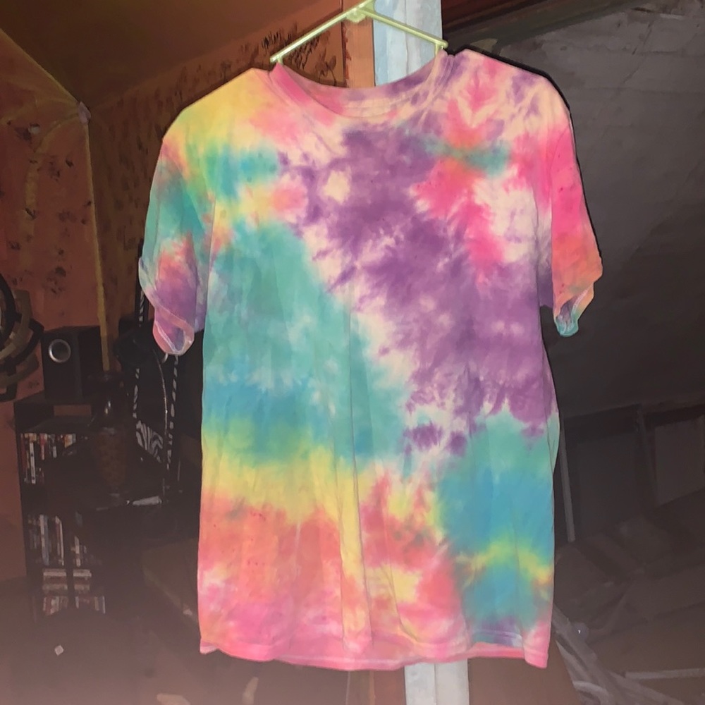 2 hand tie dyed short sleeve shirts